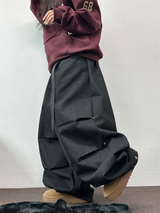 TWO PINTUCK RIVET BELT BALLOON LONG PANTS 🤎🖤💙3COLOR