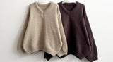 Disco Pop Duc Thick Sleeve Punching V-Neck Knit