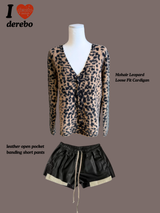 leather open pocket banding short pants