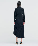 DOZI - Pinched Long Skirt _ BLACK