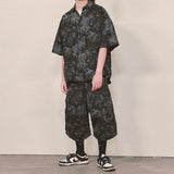 tiedye capri cargo shorts_black