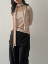 [Muffler set] Pleats U-neck Long Sleeve T-shirt
