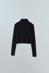 LOGO MIX UNBALANCE HALF ZIP-UP TOP - BLACK