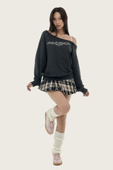 Kleen club one-shoulder sweatshirt, Dark gray