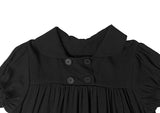 Selly Button Round Collar Puff Sleeve Frill One Piece