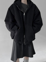 (unisex) オーバーフィットパディットフードジップアップ
