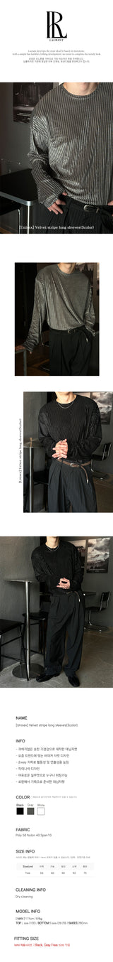 [UNISEX] Velvet stripe long sleeves (3color)