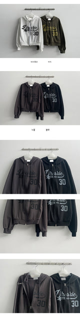 Jigo cropped lettering hooded zip-up (4 colors)