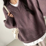 Disco Pop Duc Thick Sleeve Punching V-Neck Knit