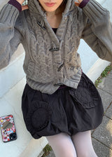 TOGGLE HOOD KNIT CARDIGAN