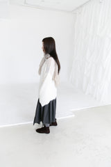 wool unbal button pleats skirt(2colors)