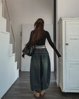 Kenta rivet pintuck balloon denim pants