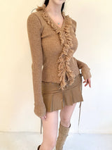 1075. Fringe wool knit cardi (4color)