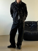 [SET UP가능] Black coating denim jacket