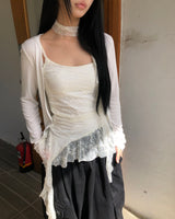 ノヴェラ レース フリル スリーブレストップ