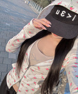 flower slim hood zip up (2colors)