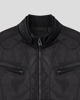 Kale Panel High-Neck Leather Jacket