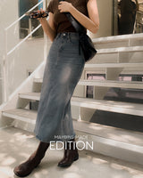 [MADE] Halfi denim long skirt