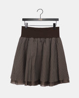 Luri Stripe Color Banding Chiffon Double Midi Flared Skirt