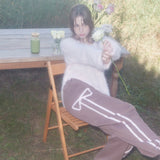[RE] SWEET RIBBON SWEAT PANTS - BROWN/PINK