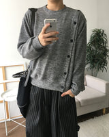 オビボタンクロップニット