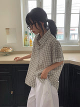 [unisex] Soche Cozy Check Loose Fit Short Sleeve Shirt