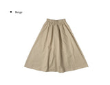 Curly Flare Cotton Banding Long Skirt