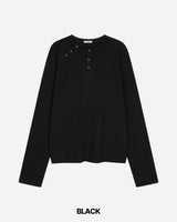 Double Washed Henley Neck Long Sleeve