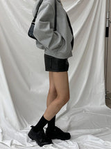 [Unisex] クロッププリンティングフードTシャツ(3color)