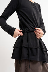 Frill tie waist blouse top