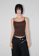 [with cup] TWO TONE HALTER TOP