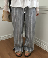 Summo Striped Elastic Waist Long Pants Comfortable Pants 2 Colors