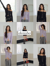 Pearl Burton Shirring V-neck Long Sleeve T-shirt