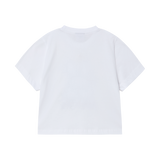 25SS WOMAN ROUND SPRAY RABBIT CROP SHORT SLEEVE T-SHIRT WHITE
