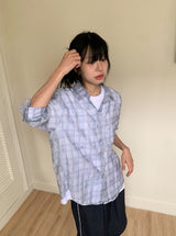 Rimu Summer Loose-Fit See-Through Check Shirt