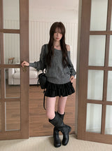 Picker V-neck Loose Cable Knit