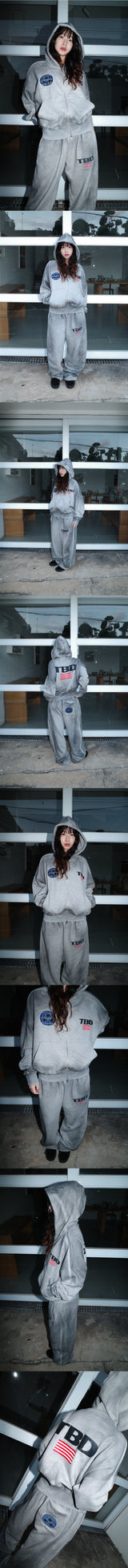 TBD World Logo Spray Hoodie Zipup Grey