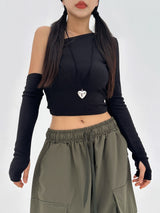 [WARMER SET] HIP WARMER CUTE & SEXY CROPPED-FIT TEE - 2 COLOR