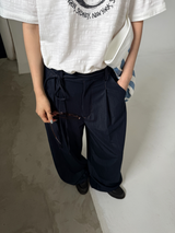 belted denim wide slacks