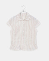 Karen Stripe Frill Short Sleeve Shirt
