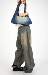 stripe brown washing pants