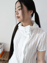 DRAPE COLLAR BLOUSE (WHITE)