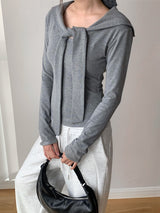 Shoulder Strap Soft Long Sleeve Tee