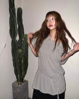 (3color) Sheer Stripe Loose Fit Soft Short Sleeve Tee