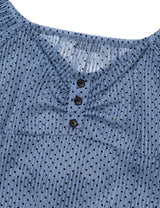 DOT SHIRRING BLOUSE(BLUE)