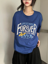 Ezlong Round Letter Tattoo Graphic Oversized T-Shirt 3color