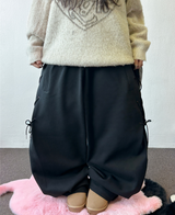 Rope Line Ribbon Side Semi Balloon Wide Pants 🖤🤍 2COLOR