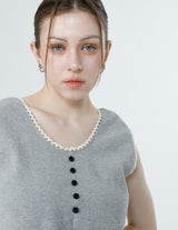 ワッフルスリーブレス_MELANGE GRAY