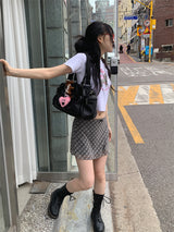チェックシフォンミニスカート (4C)