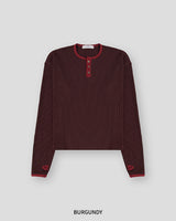 フィンガーホール ヘンリーネック ワッフル リンガー Tシャツ